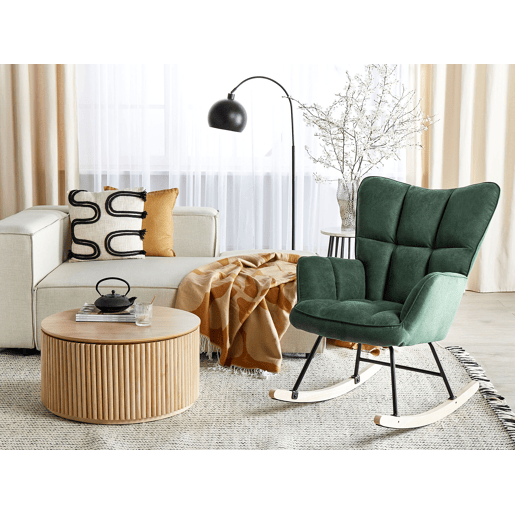 Poltrona de Baloiço OULU Tecido Verde esmeralda Poltrona de Baloiço OULU Tecido Verde esmeralda