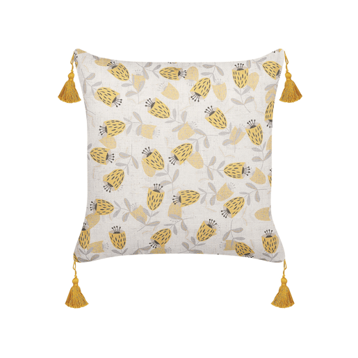 Conjunto de 2 almofadas decorativas ABUTILON 45 x 45 cm Creme Padrão floral