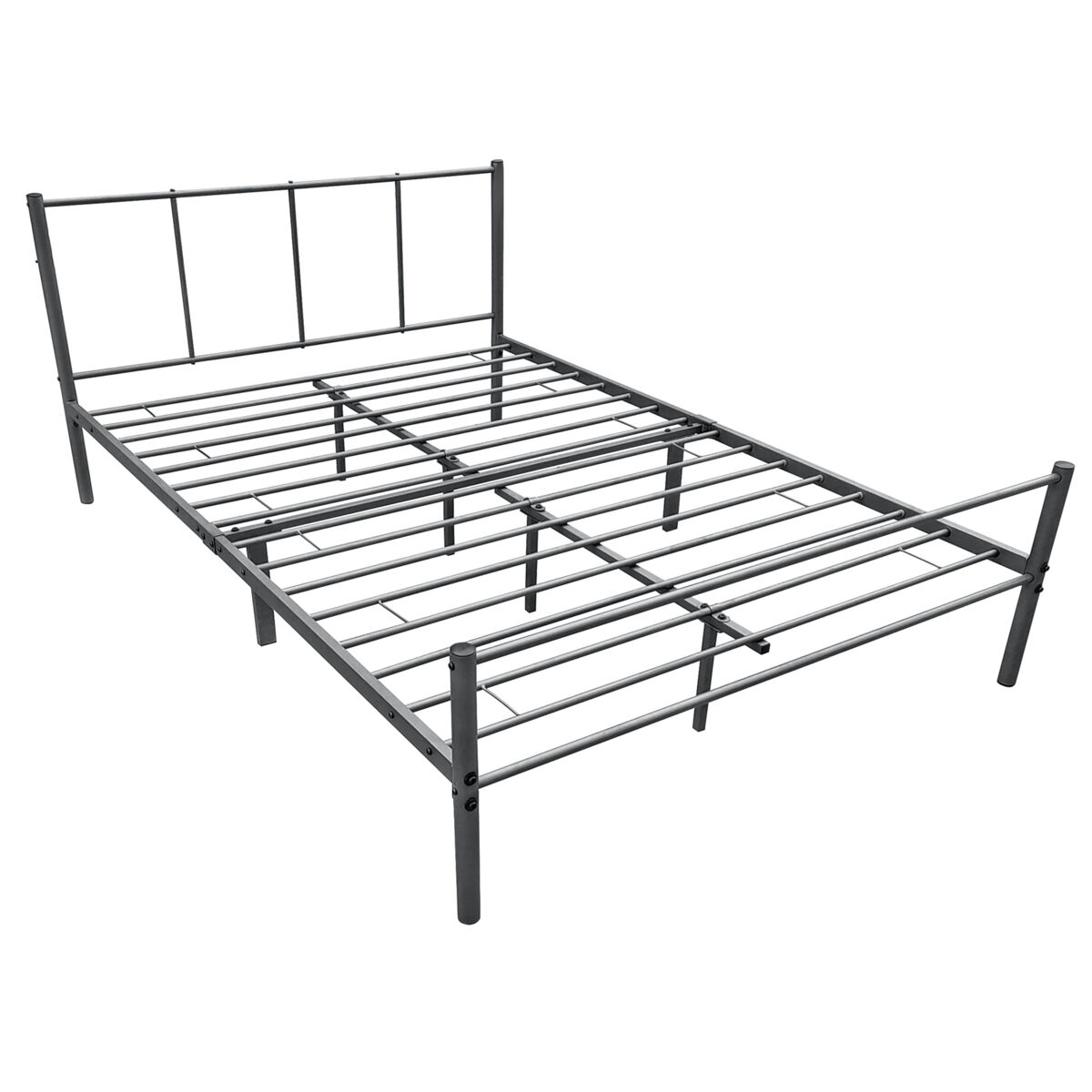 Cama individual laos con somier - metal - 120 x 200cm - gris oscuro mate [en.casa]