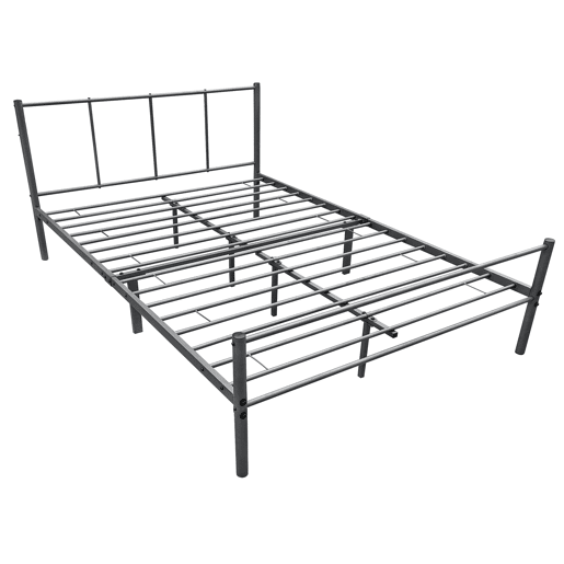 Cama individual Laos com estrado de molas- metal- 120 x 200cm- cinzento escuro mate en.casa