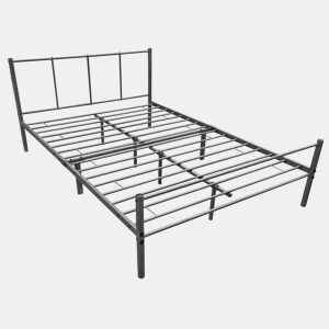 Cama individual Laos com estrado de molas- metal- 120 x 200cm- cinzento escuro mate en.casa