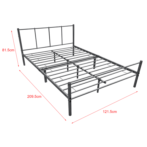 Cama individual Laos com estrado de molas- metal- 120 x 200cm- cinzento escuro mate en.casa