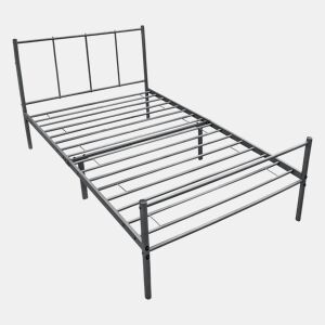 Cama individual Laos com estrado de molas- metal- 90 x 200cm- cinzento escuro mate en.casa