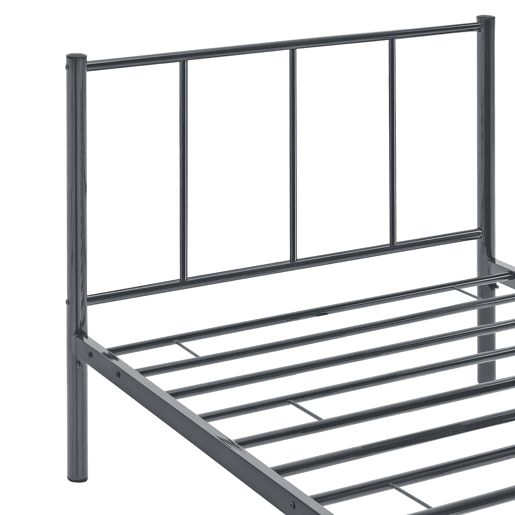 Cama individual Laos com estrado de molas- metal- 90 x 200cm- cinzento escuro mate en.casa