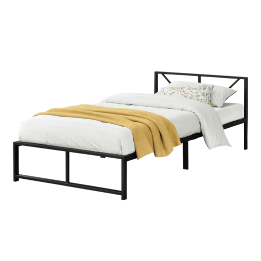 Cama individual Meran com estrado e apoio de cabeça em aço 90 x 200 cm- Preto en.casa Cama individual Meran com estrado e apoio de cabeça em aço 90 x 200 cm- Preto en.casa