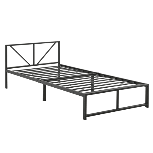 Cama individual Meran com estrado e apoio de cabeça em aço 90 x 200 cm- Preto en.casa Cama individual Meran com estrado e apoio de cabeça em aço 90 x 200 cm- Preto en.casa