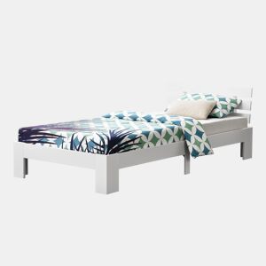 Cama individual Nivala com base de beliche Capacidade de carga 150 kg pinho 120 x 200 cm- Branco mate en.casa