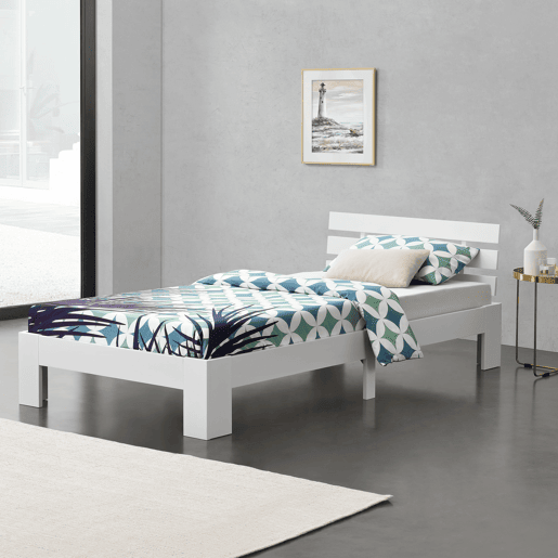Cama individual Nivala com base de beliche Capacidade de carga 150 kg pinho 120 x 200 cm- Branco mate en.casa