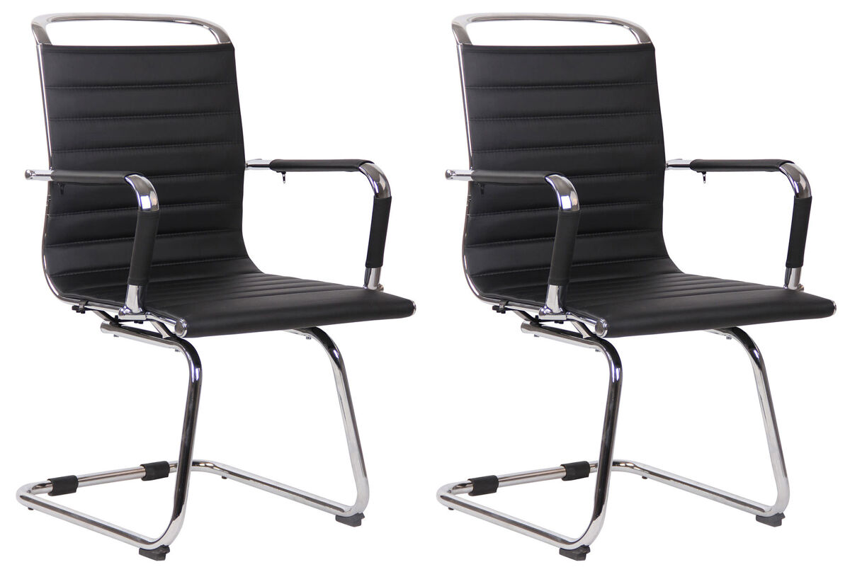 Set de 2 sillas de conferencia balve simil cuero negro 60x57x96 cm