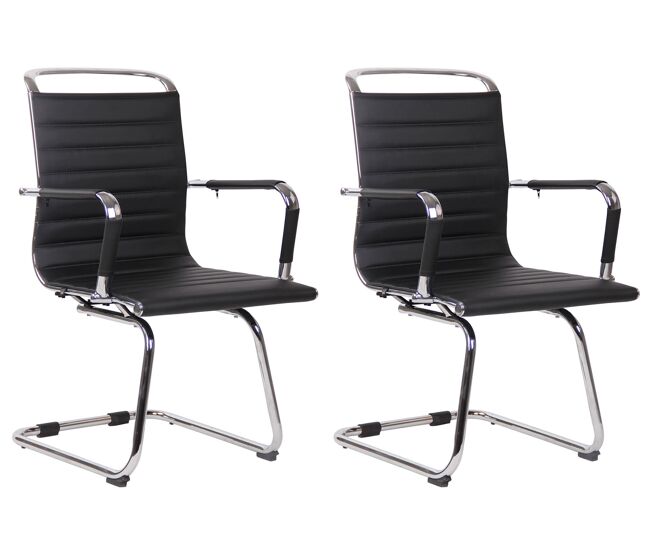 Set de 2 sillas de conferencia balve simil cuero negro 60x57x96 cm