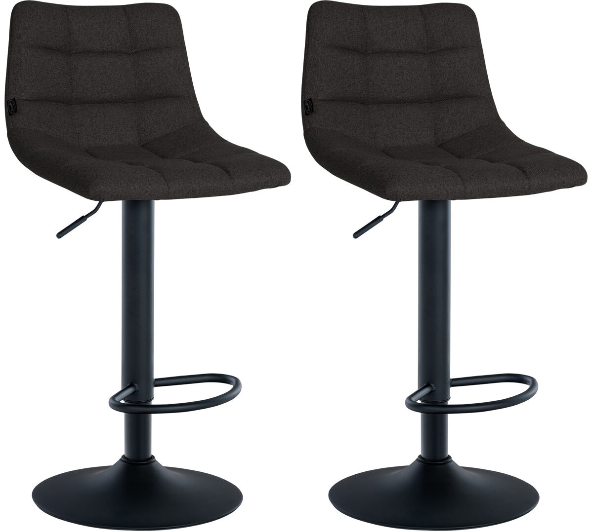 Set de 2 taburetes de bar jerry en tela negro 46.5x43x87 cm