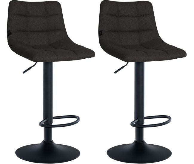 Set de 2 taburetes de bar jerry en tela negro 46.5x43x87 cm