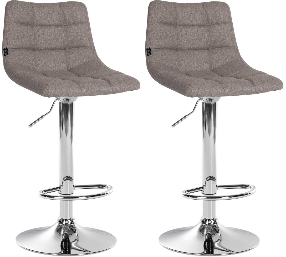 Set de 2 taburetes de bar jerry en tela gris 46.5x43x87 cm