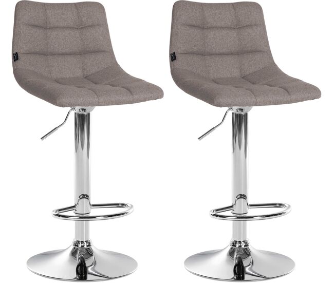 Set de 2 taburetes de bar jerry en tela gris 46.5x43x87 cm