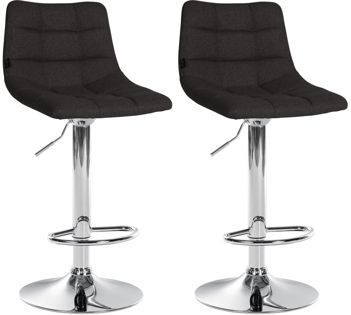 Set de 2 taburetes de bar jerry en tela negro 46.5x43x87 cm