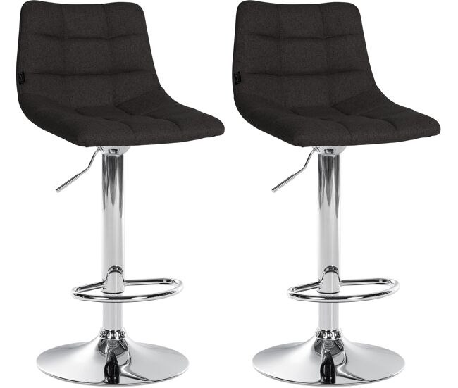 Set de 2 taburetes de bar jerry en tela negro 46.5x43x87 cm