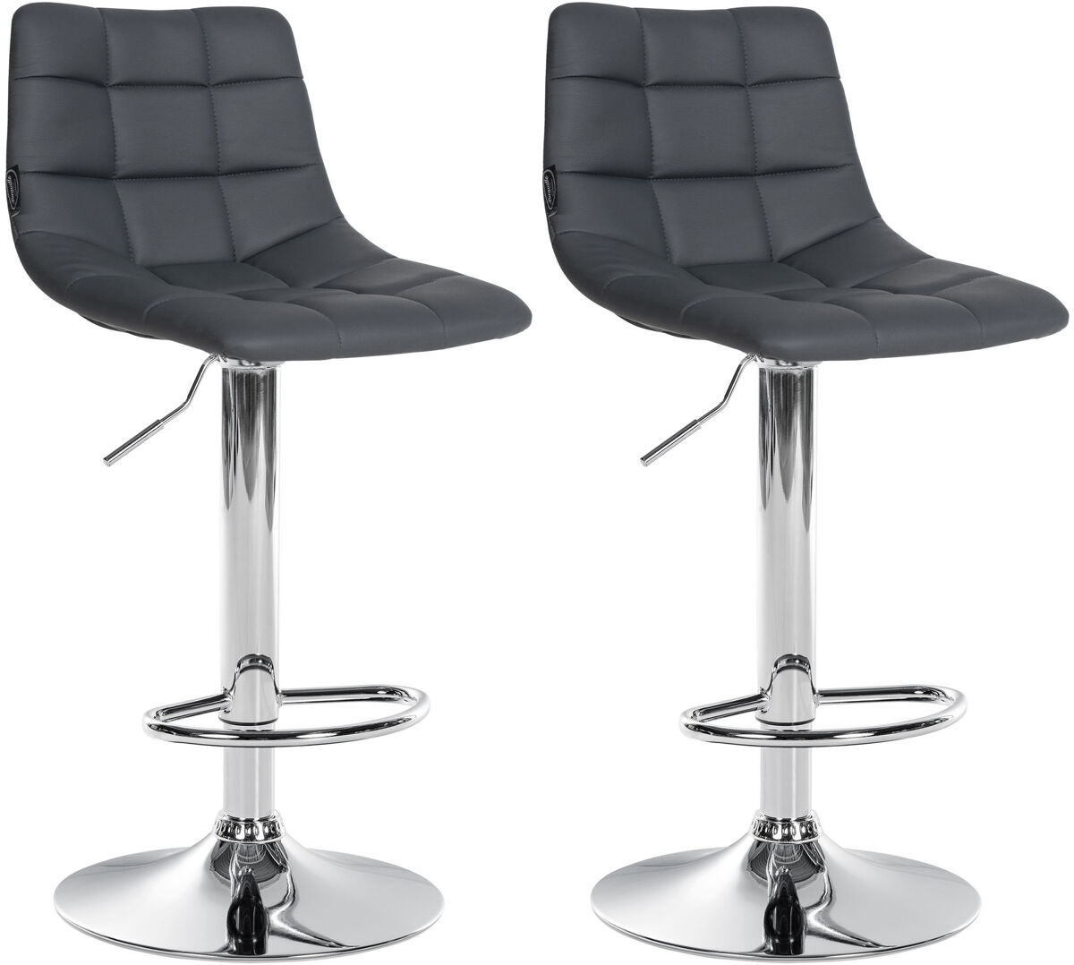 Juego de 2 taburetes de bar jerry en polipiel simil cuero gris 46.5x43x87 cm