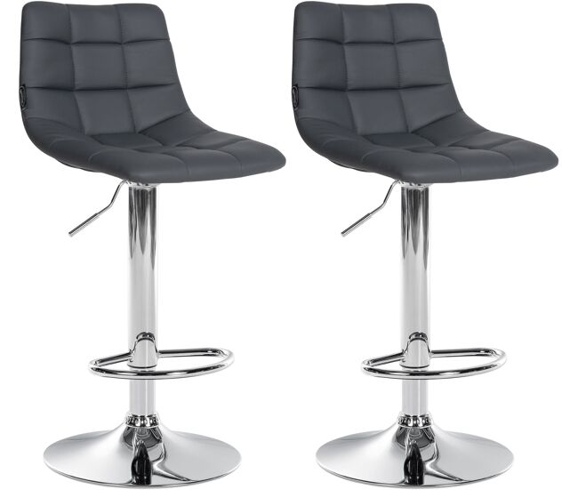Juego de 2 taburetes de bar jerry en polipiel simil cuero gris 46.5x43x87 cm