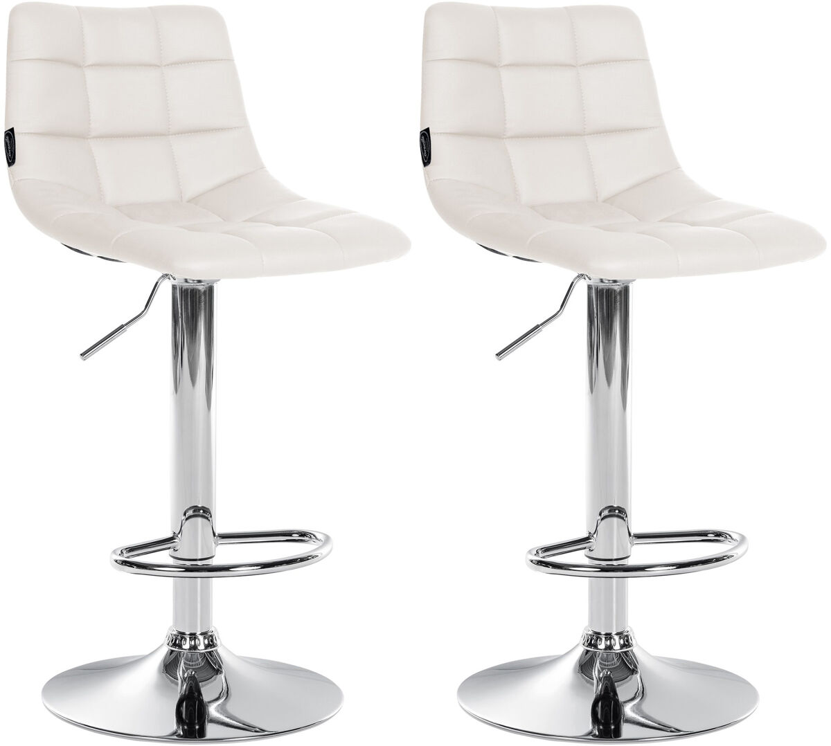 Juego de 2 taburetes de bar jerry en polipiel simil cuero blanco 46.5x43x87 cm