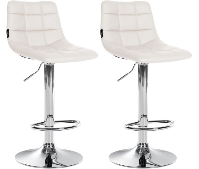 Juego de 2 taburetes de bar jerry en polipiel simil cuero blanco 46.5x43x87 cm