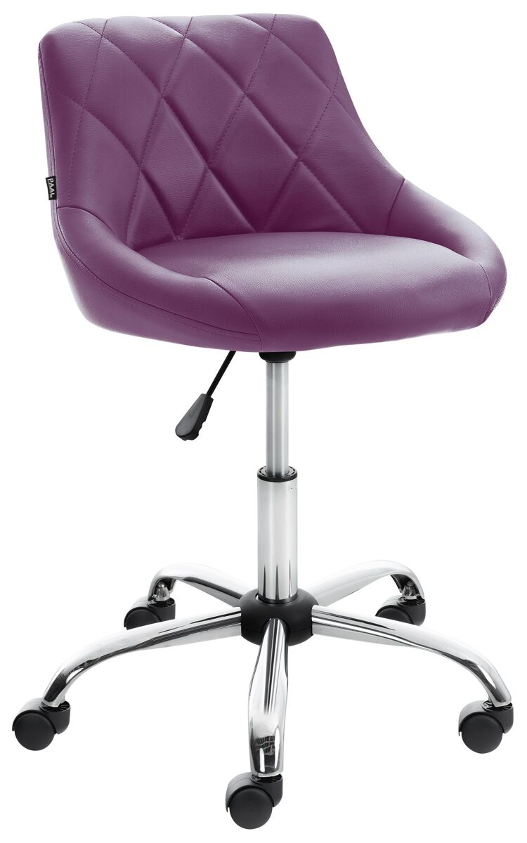 Taburete de trabajo lazio con ruedas simil cuero lila 49x47x71 cm
