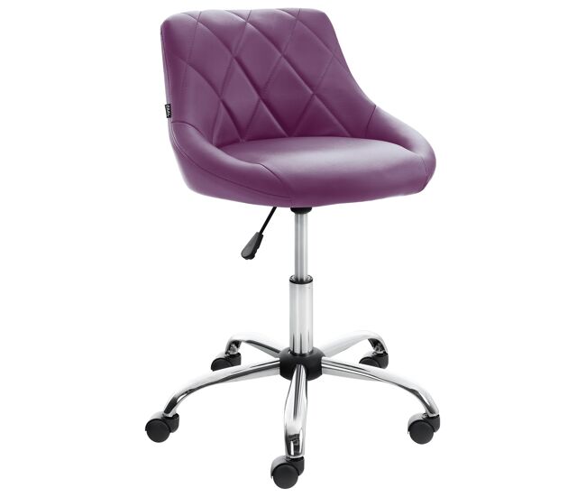 Taburete de trabajo lazio con ruedas simil cuero lila 49x47x71 cm