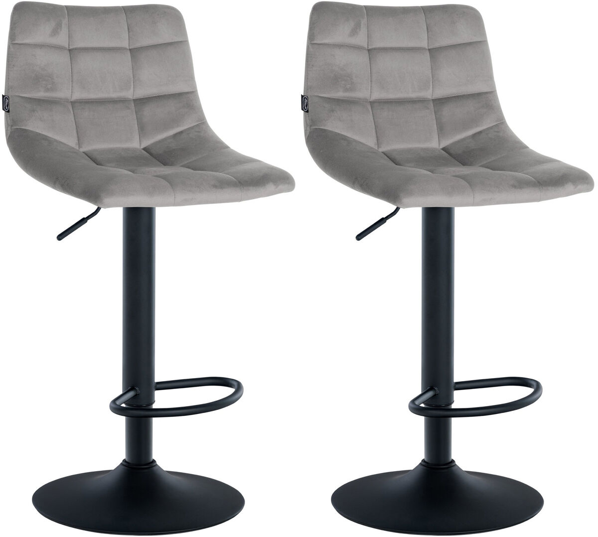 Juego de 2 taburetes de bar jerry en terciopelo gris 46.5x43x87 cm
