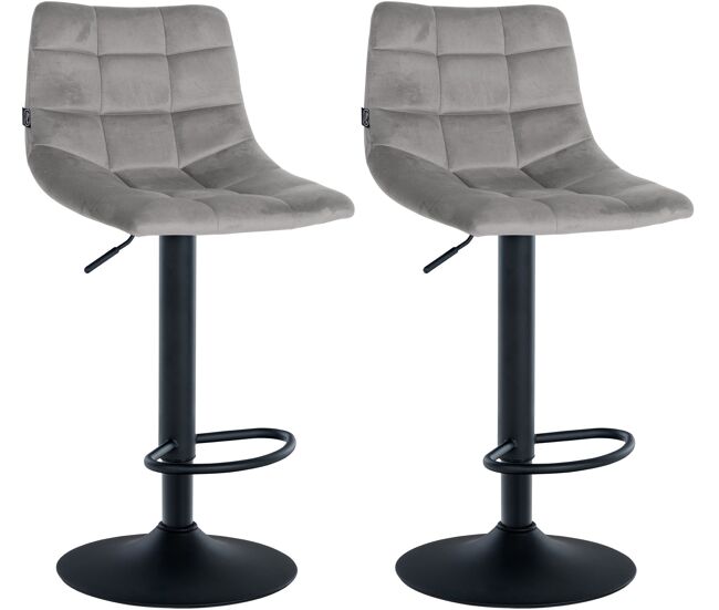 Juego de 2 taburetes de bar jerry en terciopelo gris 46.5x43x87 cm