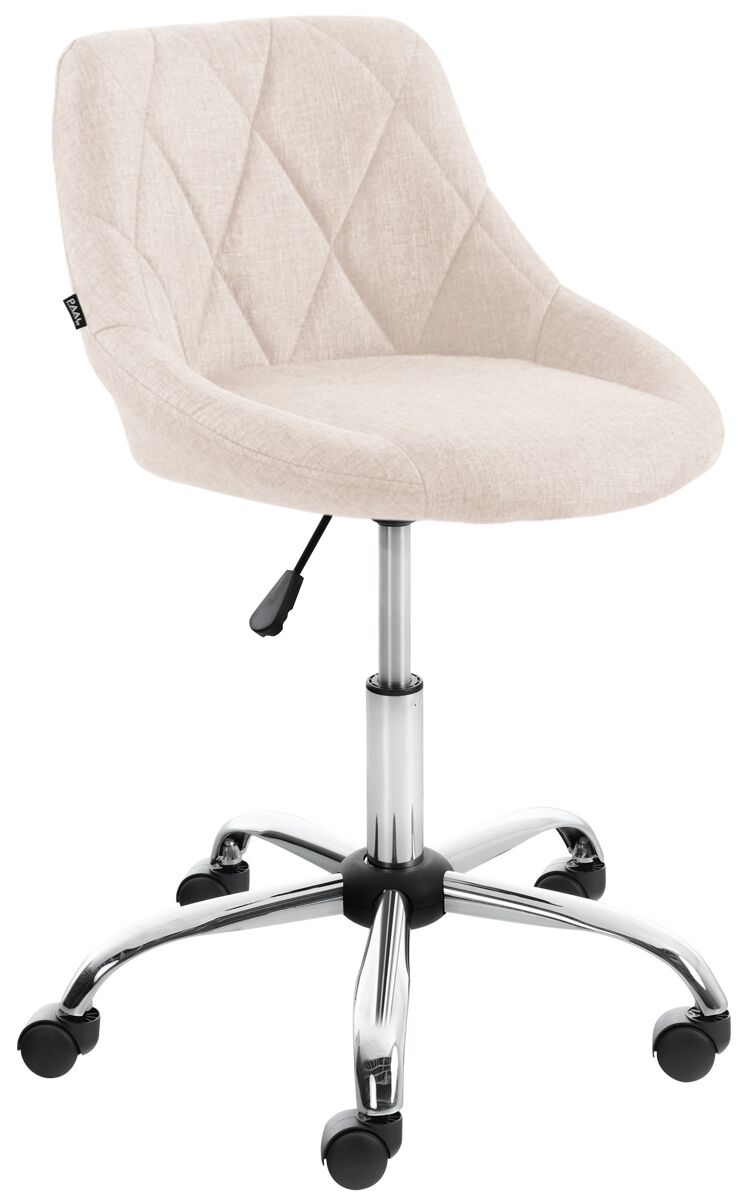 Taburete de trabajo lazio con ruedas tela crema 49x47x71 cm