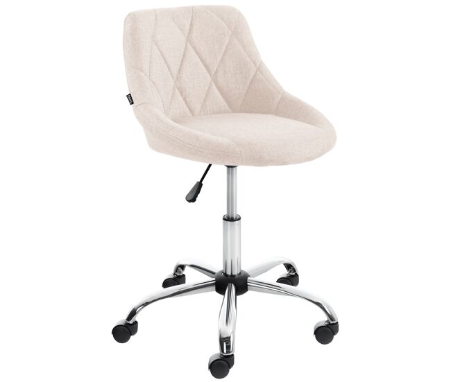 Taburete de trabajo lazio con ruedas tela crema 49x47x71 cm