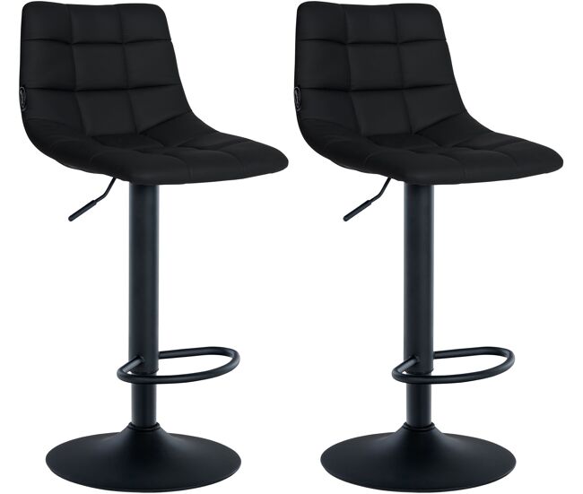 Juego de 2 taburetes de bar jerry en polipiel simil cuero negro 46.5x43x87 cm