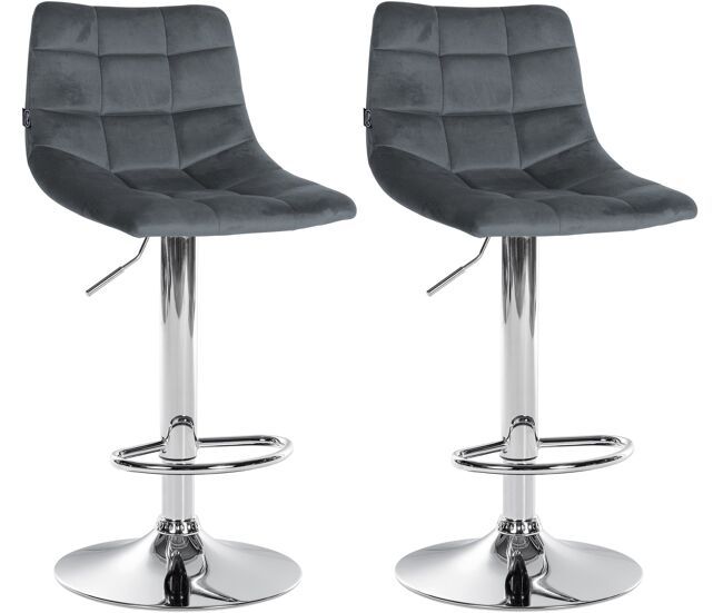 Juego de 2 taburetes de bar jerry en terciopelo gris oscuro 46.5x43x87 cm