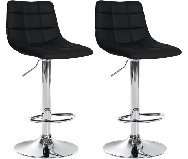 Juego de 2 taburetes de bar jerry en polipiel simil cuero negro 46.5x43x87 cm
