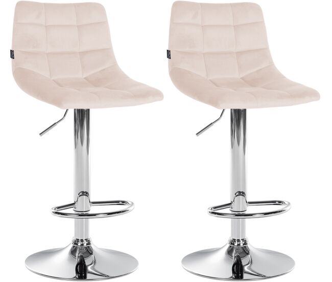 Juego de 2 taburetes de bar jerry en terciopelo beige 46.5x43x87 cm