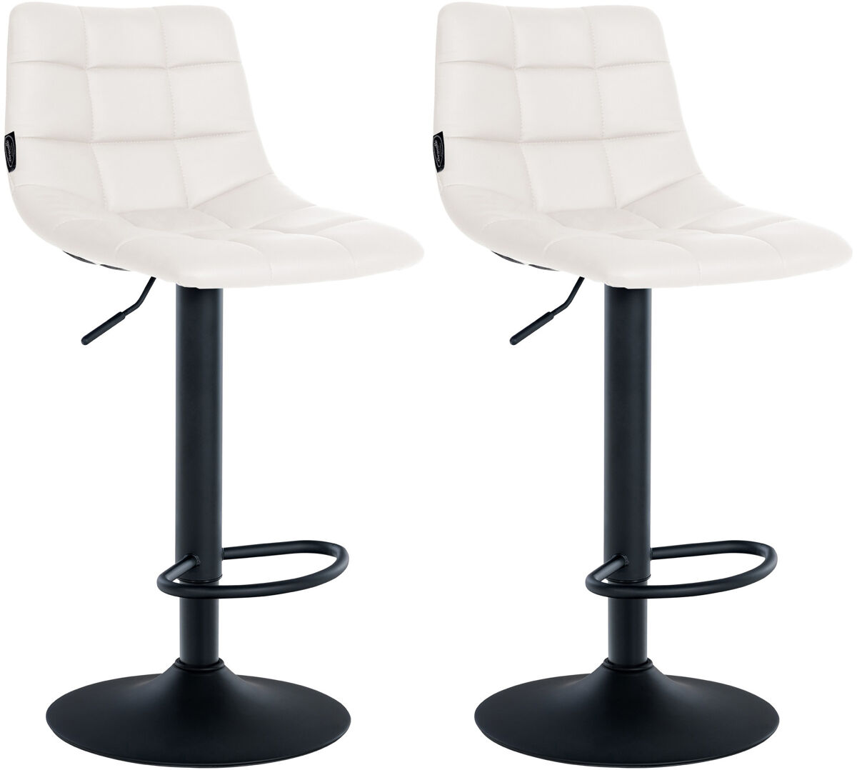 Juego de 2 taburetes de bar jerry en polipiel simil cuero blanco 46.5x43x87 cm