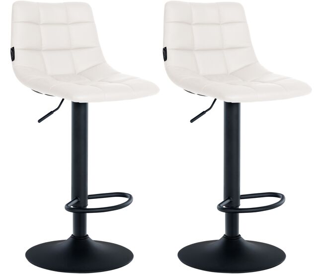 Juego de 2 taburetes de bar jerry en polipiel simil cuero blanco 46.5x43x87 cm