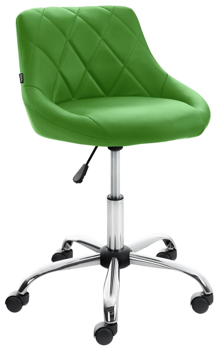 Taburete de trabajo lazio con ruedas simil cuero verde 49x47x71 cm
