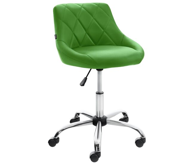 Taburete de trabajo lazio con ruedas simil cuero verde 49x47x71 cm
