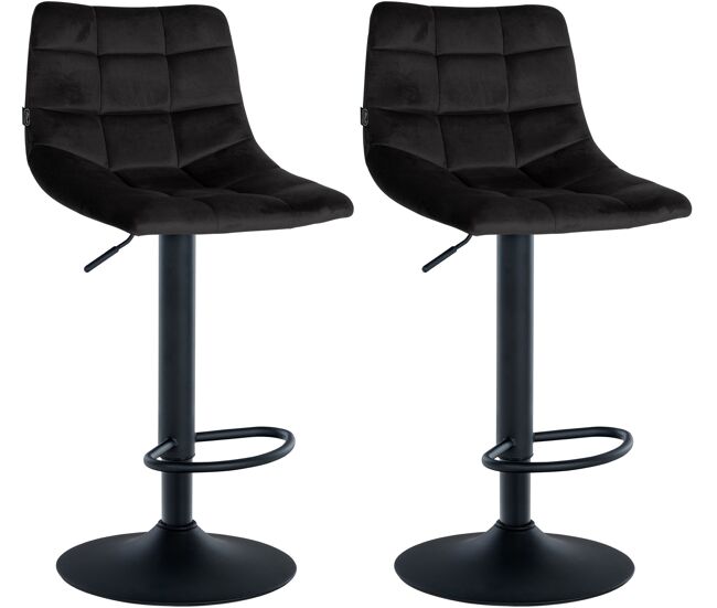 Juego de 2 taburetes de bar jerry en terciopelo negro 46.5x43x87 cm