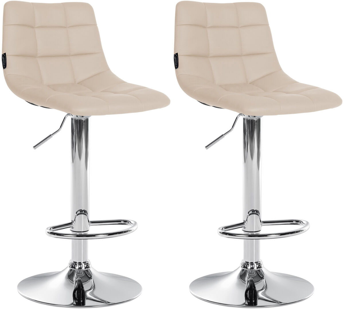 Juego de 2 taburetes de bar jerry en polipiel simil cuero crema 46.5x43x87 cm