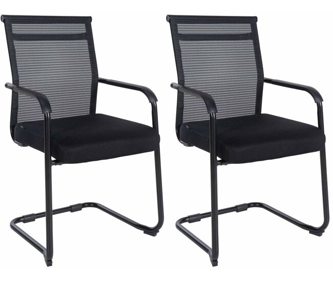 Set de 2 sillas cantiléver denny tela negro 51x55x95 cm