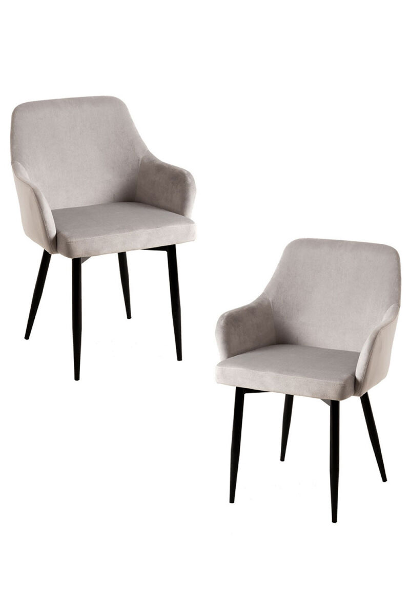 Pack 2 sillas puan terciopelo - gris