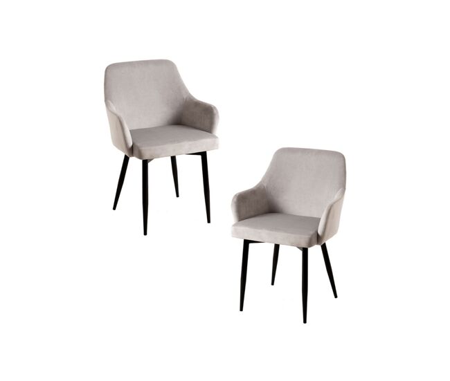 Pack 2 sillas puan terciopelo - gris