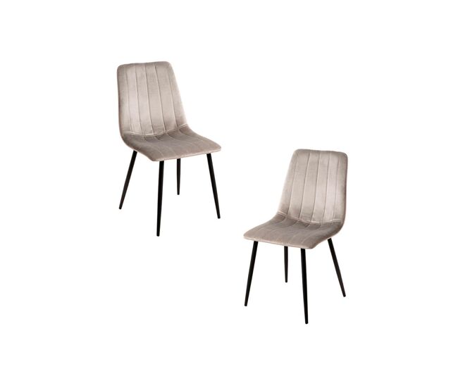 Pack 2 sillas liny terciopelo - gris claro