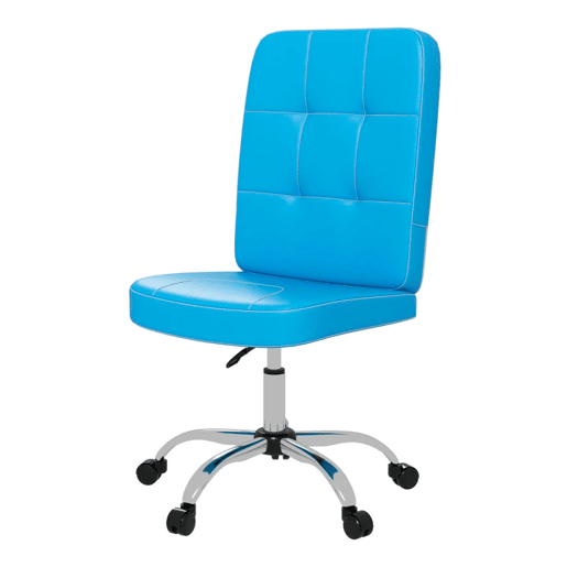 Vinsetto Cadeira de Escritório sem Apoio para os Braços Cadeira de Escritório Giratória de Couro Sintético com Altura Ajustável Estilo Moderno Carga Máxima 120 kg 45x59x90-100 cm Azul