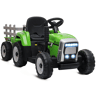 HOMCOM Trator Elétrico com Reboque Amovível Carro Elétrico para Crianças 3-6 Anos com Controlo Remoto Música MP3 Luzes e Cinto de Segurança 136,5x50x52,5 cm Verde