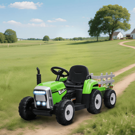 HOMCOM Trator Elétrico com Reboque Amovível Carro Elétrico para Crianças 3-6 Anos com Controlo Remoto Música MP3 Luzes e Cinto de Segurança 136,5x50x52,5 cm Verde HOMCOM Trator Elétrico com Reboque Amovível Carro Elétrico para Crianças 3-6 Anos com Controlo Remoto Música MP3 Luzes e Cinto de Segurança 136,5x50x52,5 cm Verde