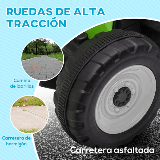 HOMCOM Trator Elétrico com Reboque Amovível Carro Elétrico para Crianças 3-6 Anos com Controlo Remoto Música MP3 Luzes e Cinto de Segurança 136,5x50x52,5 cm Verde HOMCOM Trator Elétrico com Reboque Amovível Carro Elétrico para Crianças 3-6 Anos com Controlo Remoto Música MP3 Luzes e Cinto de Segurança 136,5x50x52,5 cm Verde