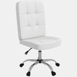 Vinsetto Cadeira de Escritório sem Apoio para os Braços Cadeira de Escritório Giratória de Couro Sintético com Altura Ajustável Estilo Moderno Carga Máxima 120 kg 45x59x90-100 cm Branco