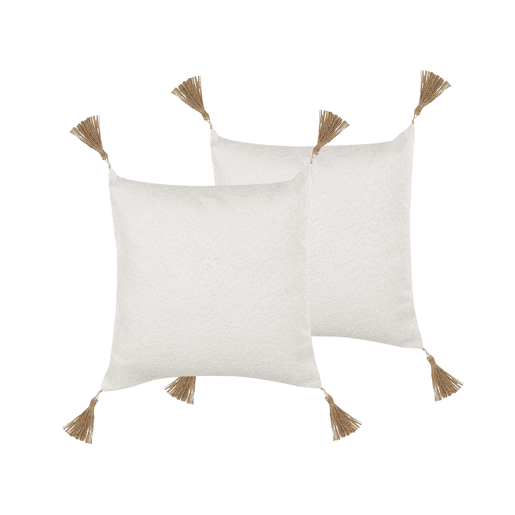 Conjunto de 2 almofadas decorativas AZALEA 45 x 45 cm Creme claro Sólido